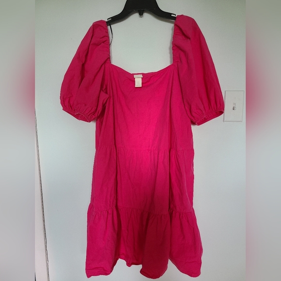 SOLD ⚡️Square neck pink puff dress - Picture 1 of 2